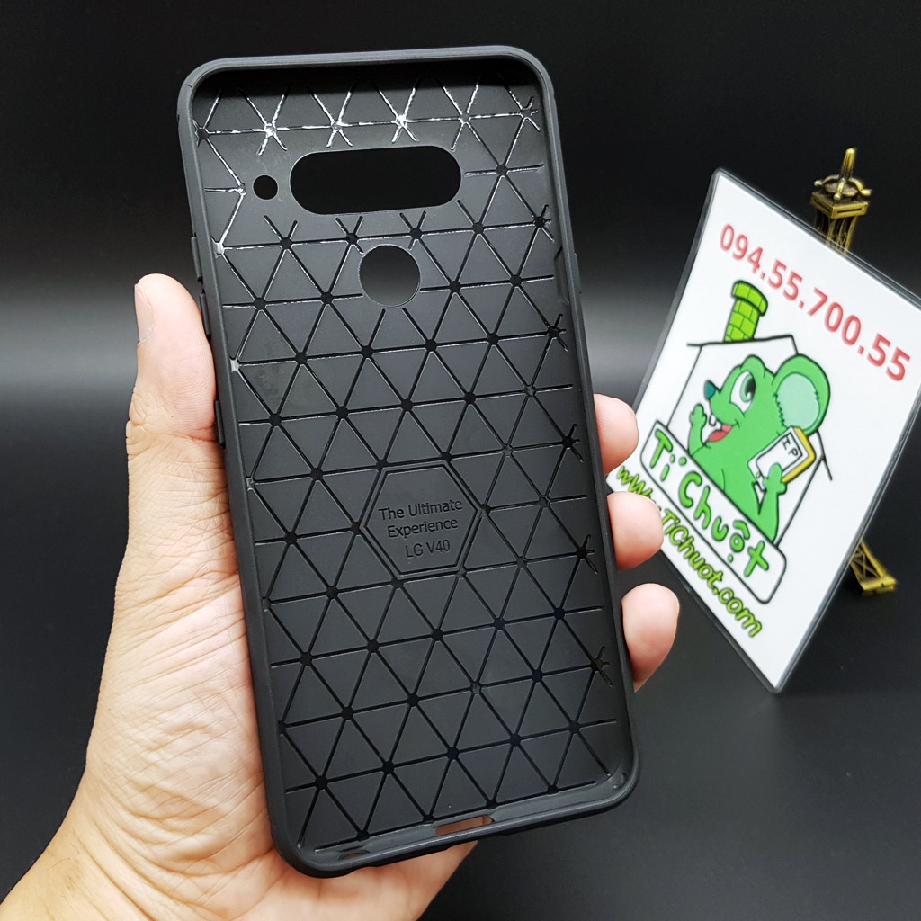 [Ảnh Thật] Ốp Lưng LG V40 Dẻo Carbon Phay Xước Chống Sốc