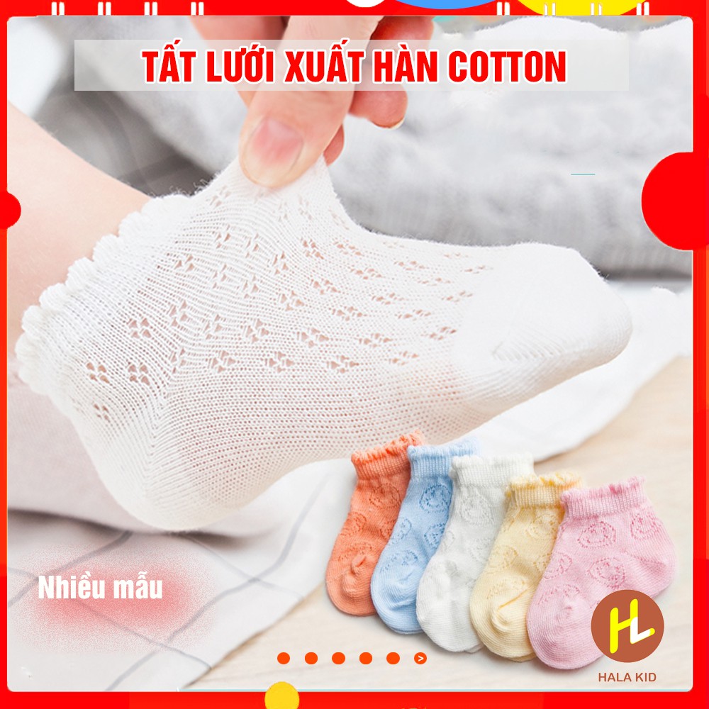 Set 5 đôi TẤT LƯỚI cotton xuất hàn mềm mịn , thoáng mát cho bé 0-3 tuổi -QATE0019