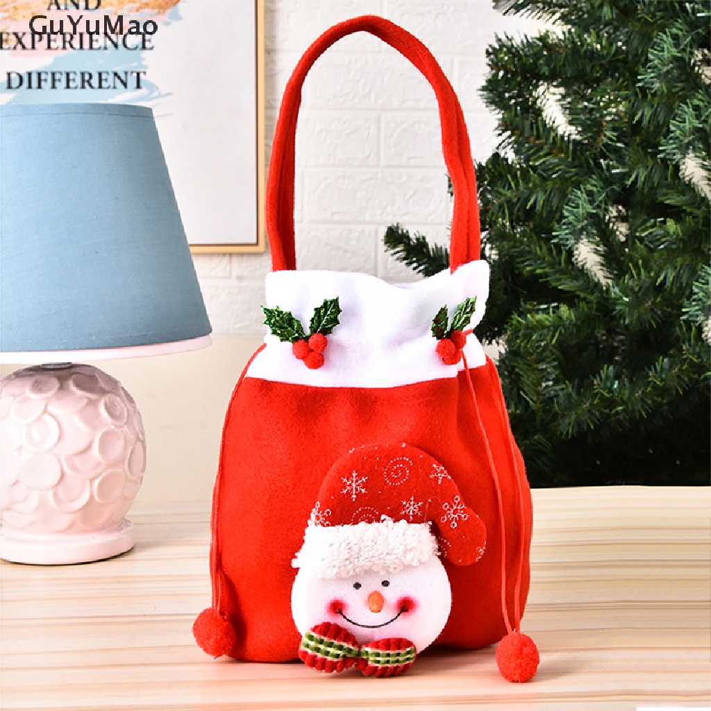 1 Túi Đựng Kẹo Bằng Vải Lanh In Hình Ông Già Noel Giáng Sinh Tinh Tế