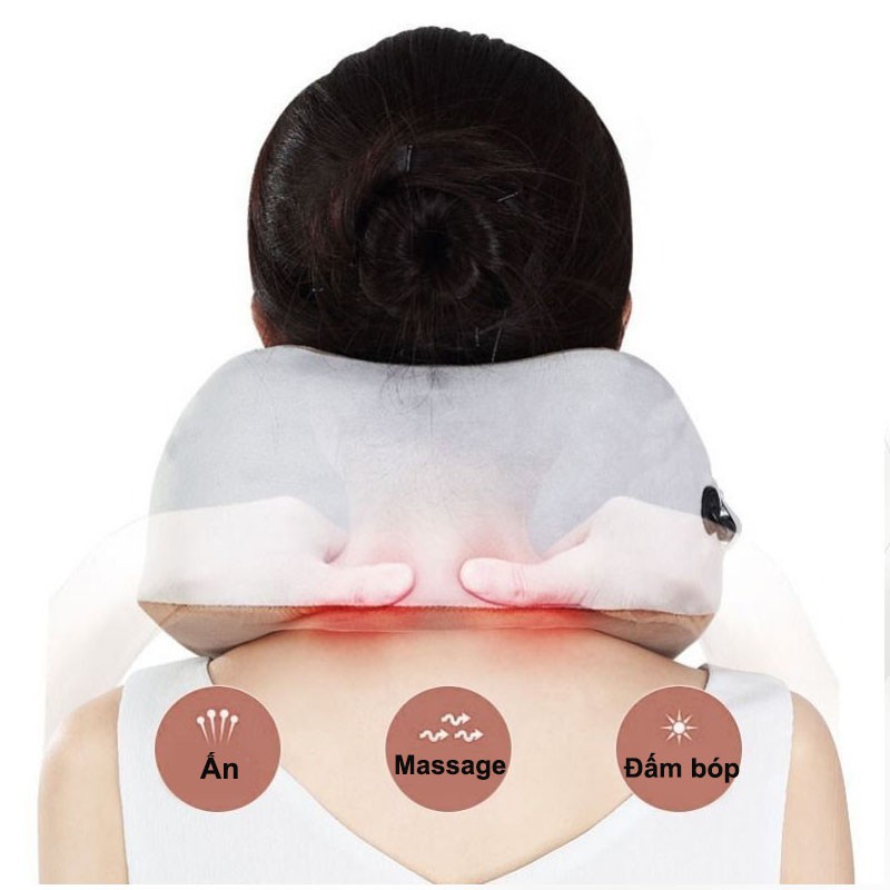 Gối Massage Vòng Cổ Chữ U 360 Đa Năng - Hỗ Trợ Mát Xa Vùng Cổ