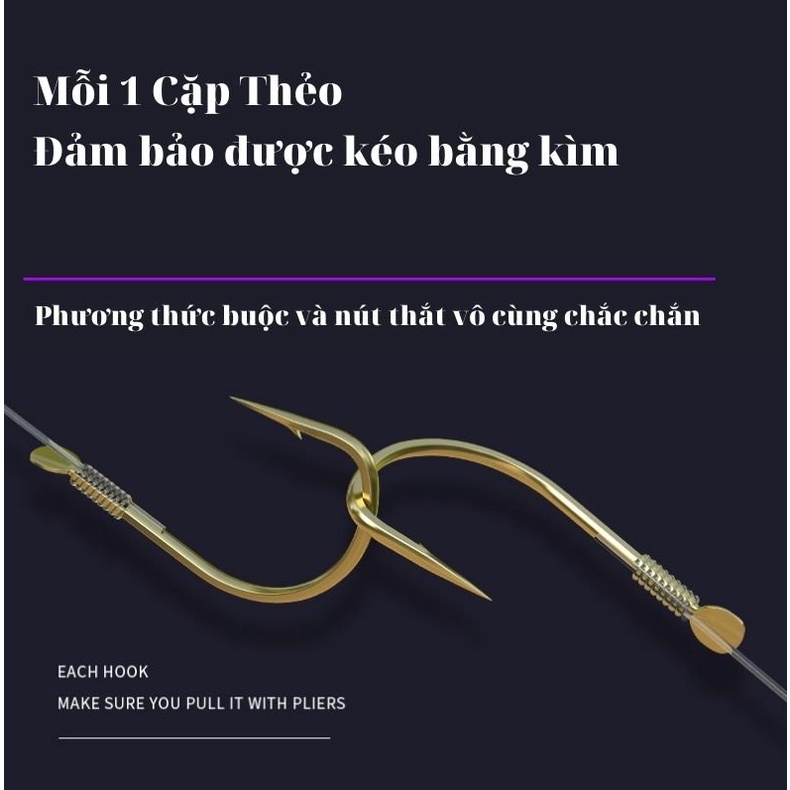 Thẻo Câu Đài Buộc Sẵn Lưỡi Đôi Săn Hàng : Dây thẻo Fluorocarbon : Chính Hãng Aohu