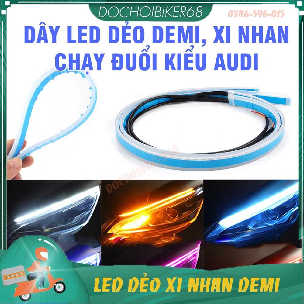 Led dẻo lắp demi xi nhan chạy đuổi kiểu MERCEDES cho xe máy, ô tô - DC 12v