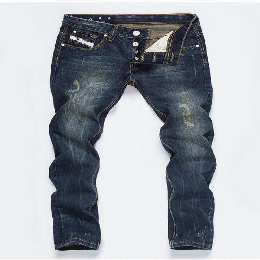 Quần Jeans Nam Vải Jeans Cotton Co Giãn Phong Cách Trung cổ