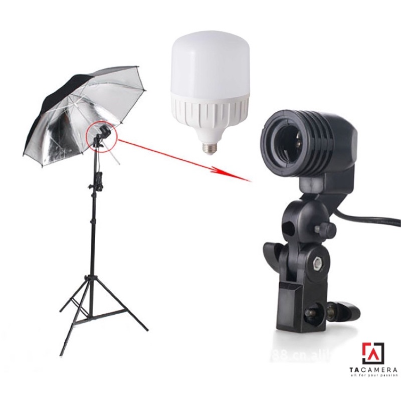 Combo Đui Đèn Đơn E27 + Bóng Đèn LED Kenno siêu sáng 50W + Chân Đèn Nhỏ cao tối đa 2m