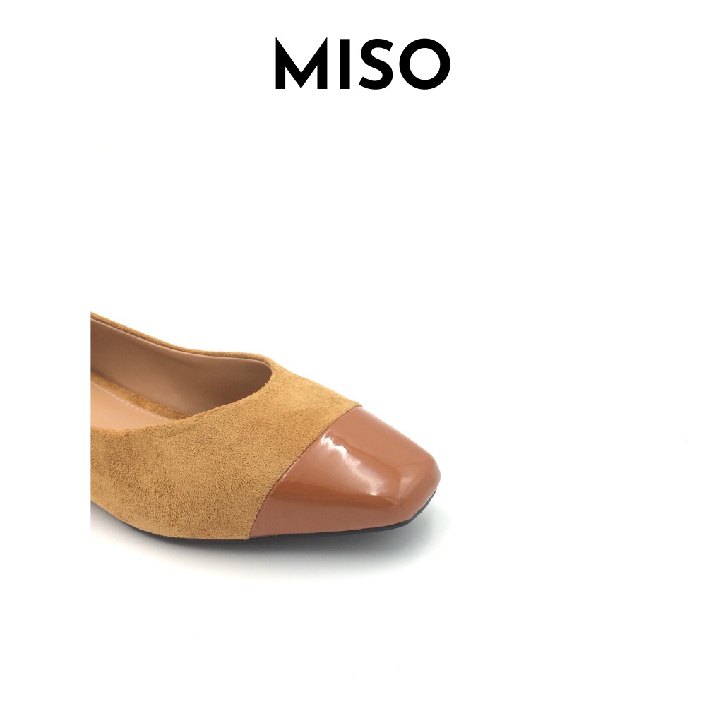Giày búp bê nữ basic mũi vuông trendy phối màu mới lạ độc đáo gót cao 2cm đi làm đi chơi MISO M036