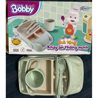 Bộ khay ăn dặm lúa mạch Bobby ô tô cho bé