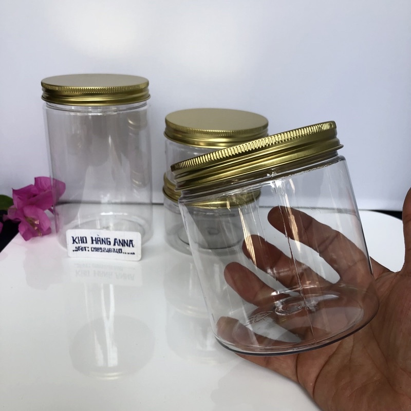 HỦ NHỰA Đựng thực phẩm NẮP NHÔM Bạc / Vàng 500gr / 300gr / 250g / 200g / 100g / 50g Hủ Pet trong suốt nắp Đen