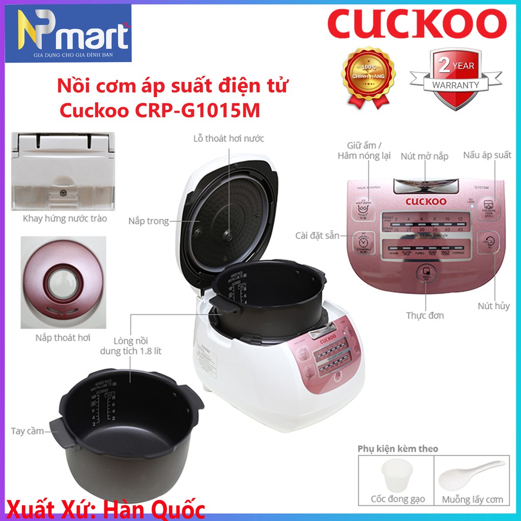 Nồi cơm Áp suất Điện tử cuckoo CRP-G1015M 1.8L xx hàn quốc