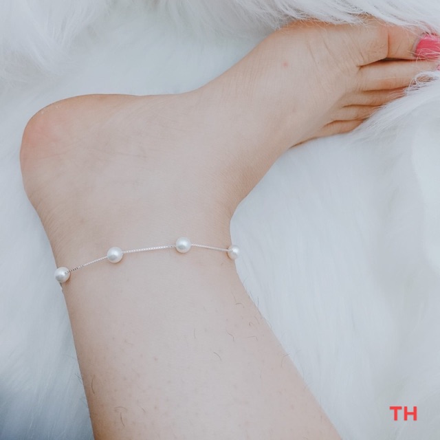 LẮC CHÂN NGỌC TRAI NỮ BẠC ITALY CAO CẤP 925 KHÔNG PHAI MÀU | BigBuy360 - bigbuy360.vn