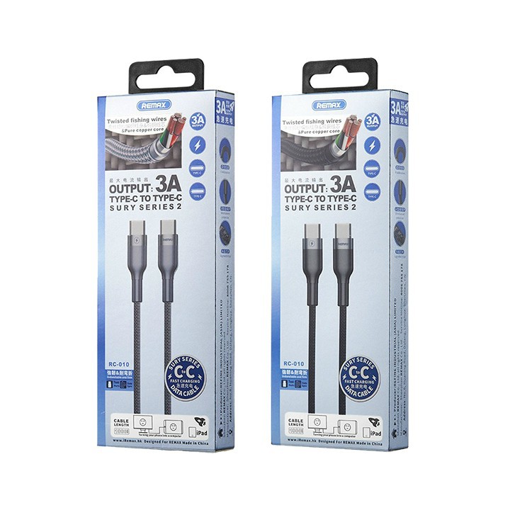 ( HÀNG CHÍNH HÃNG ) - Cáp sạc Type C to Type C Remax RC-010cc dùng cho của sạc nhanh PD