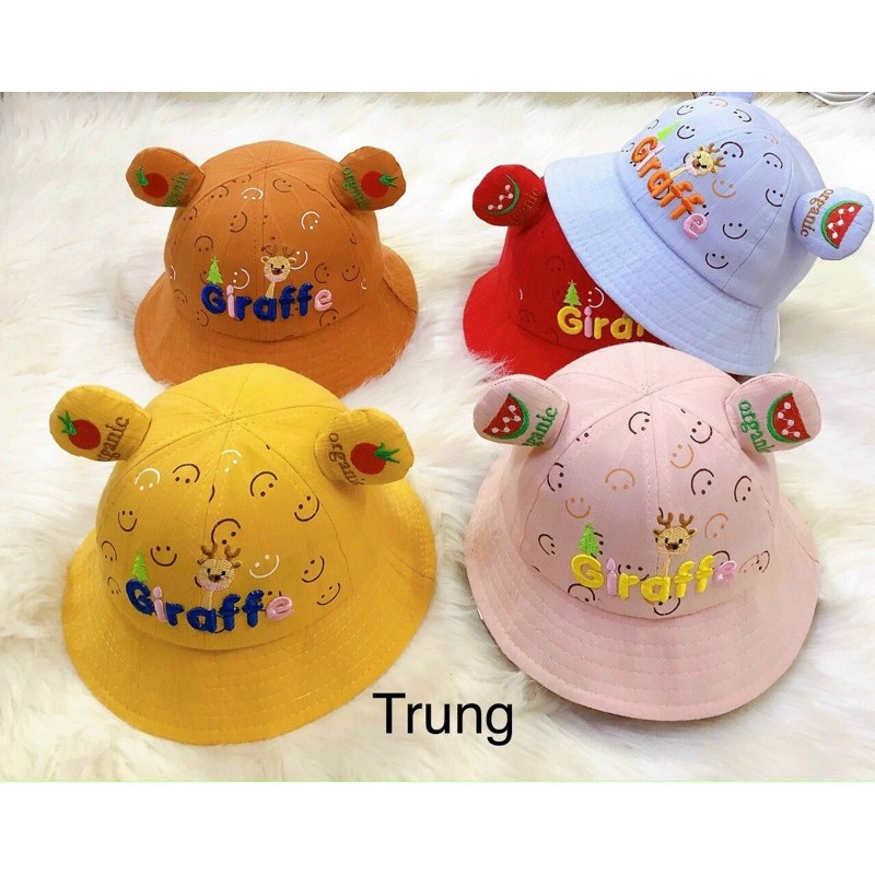 MŨ VÀNH THÊU TRÁI CÂY GIRAFFE CHO BÉ 1-3Tuổi