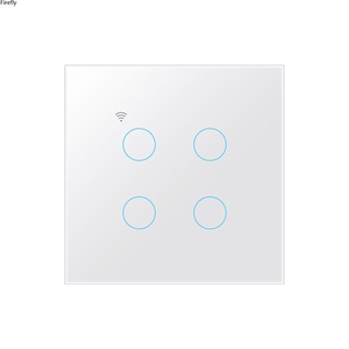 Tuya wifi touch smart switch light with/without neutral wire glass wall 110v-220v on off 1/2/3/4 gang for alexa google