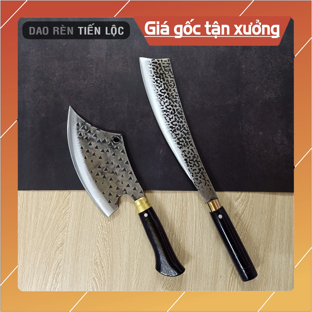 Combo 2 Dao Chặt Thép Nhíp Ô Tô - Dập Vân 2 Mặt Cao Cấp