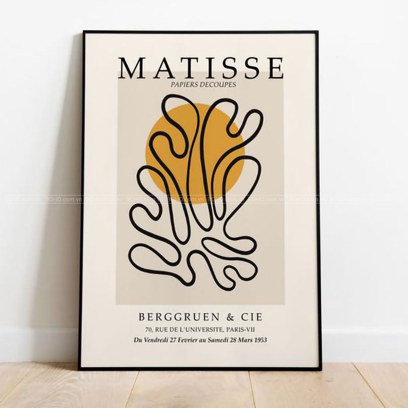 Tranh MATISSE trừu tượng treo tường kích thước 50*70cm, tặng kèm đinh 3 chân treo tranh, bảo hành 12 tháng