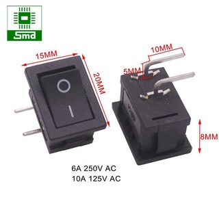 Công tắc bập bênh KCD1-101-2PL (21x15mm) chân cong
