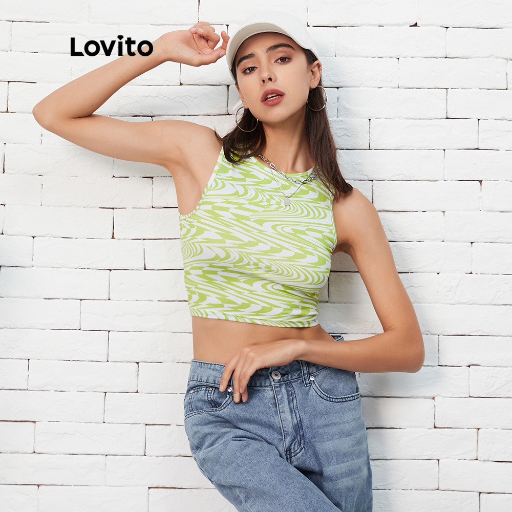 Áo tank top Lovito màu xanh lá L07082 | BigBuy360 - bigbuy360.vn