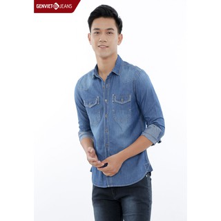 Áo sơ mi dài tay jeans nam D3121J447 GENVIET