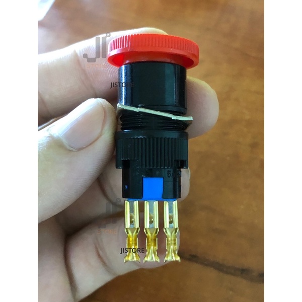 Nút nhấn/ công tắc khẩn cấp resset Ø16 LA160-16 250V 5A, loại nhấn giữ xoay nhả 3 chân Emergency STOP Push Button Switch