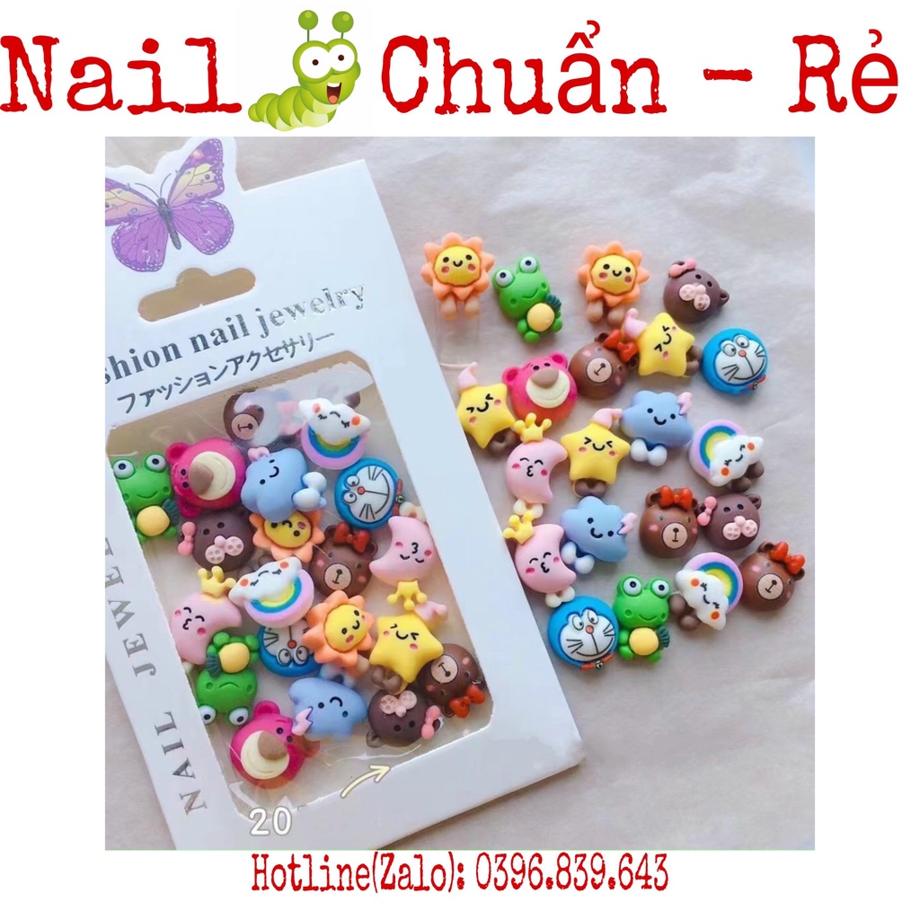 Charm Hoạt Hình - kẹo mút - Nơ Cute Trang Trí Gắn Móng - charm mix