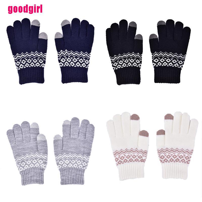 Good 1pair Winter Gloves Unisex Stretch Knits Imitation Wool Full Finger