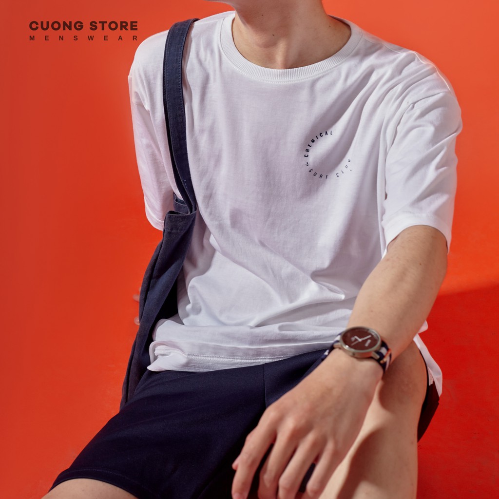 Áo thun cổ tròn unisex Surf Club CHEMICAL 2101018 vải Cotton cao cấp dày dặn form rộng trẻ trung - MENFIT