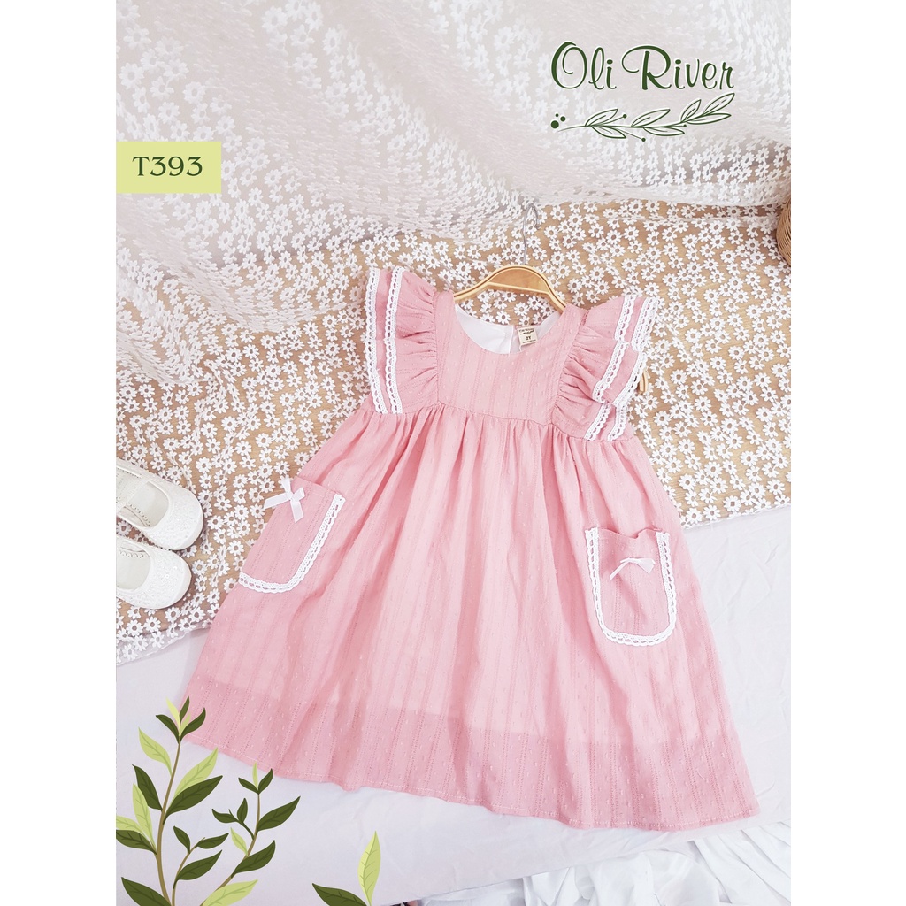 (1-&gt;10 tuổi) Váy đầm chuẩn hãng Oli river tay cánh tiên 2 lớp siêu xinh cho bé (T393)