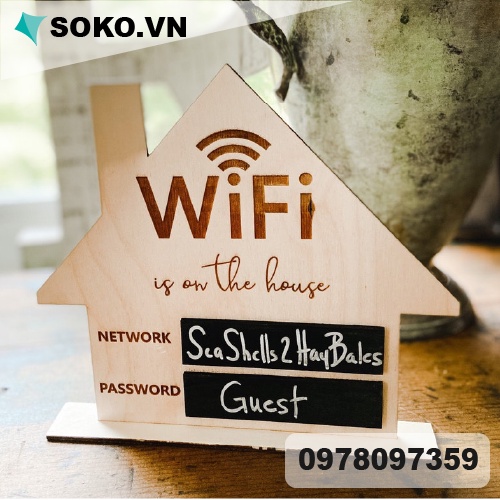 Bảng WIFI hình ngôi nhà để bàn