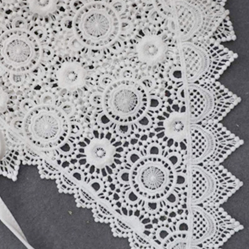 Khăn Choàng Cổ Phối Ren Thêu Hoa Phong Cách Hàn Quốc Dành Cho Nữ