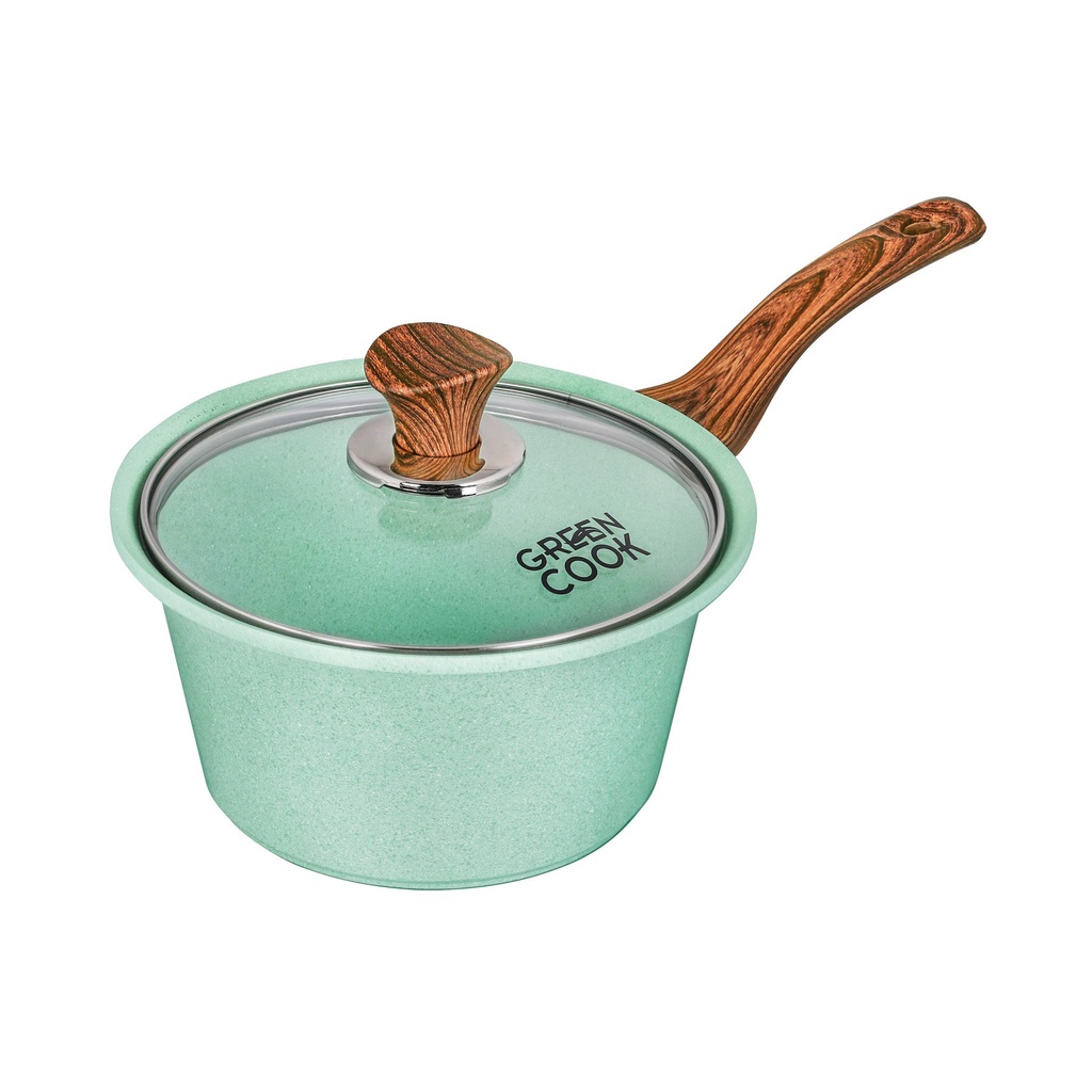 Nồi nấu bột chống dính đáy từ men đá Green Cook size 18cm xanh ngọc