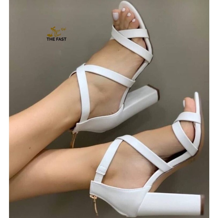 Giày xăng đan gót thô hai dây chéo xinh đẹp NĐ46
