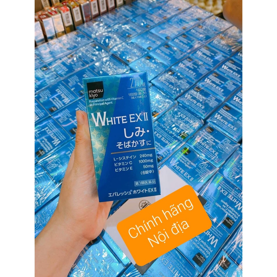 Viên Uống Trắng Da White EX II 270 Viên  Nhật Bản giúp da trắng sáng, mờ thâm nám, tàn nhang, chống lão hóa