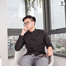 áo sơ mi nam đen cổ tàu vải lụa cao cấp chống nhăn chống xù chông bám bụi cao cấp - shop VIỆT STORE | BigBuy360 - bigbuy360.vn