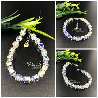 Vòng Tay Pha Lê Vuông Trắng S06mm Được Thiết Kế Từ Pha Lê Swarovski