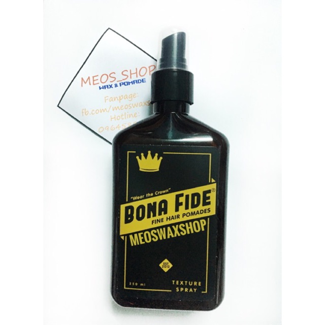 [HÀNG CÓ SẴN] Xịt giữ nếp Bona Fide Texture Spray new version (vỏ đen)