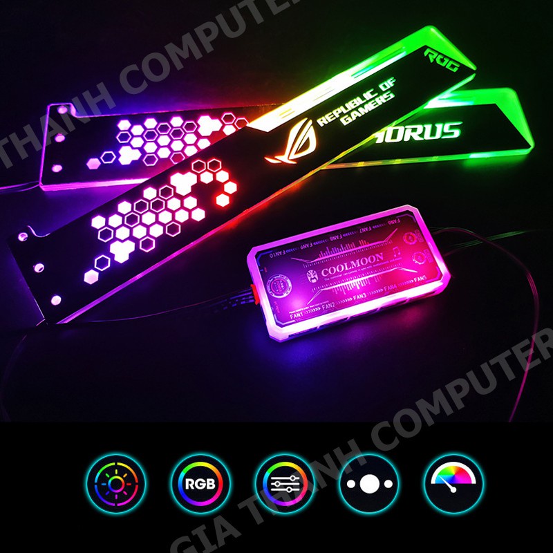 Giá Đỡ VGA 28cm ROG / Aorus RGB - Đồng Bộ HUB Coolmoon / Auto