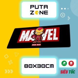 Lót chuột cỡ lớn 80x30cm Marvel in hình Iron Man Chibi chơi game chống trượt di chuyển chuột dễ dàng