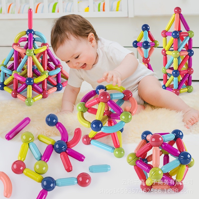 Đồ Chơi Ghép Hình Nam Châm 64 Chi Tiết, 42,36,25 - Bộ Đồ Chơi Lắp Ráp xếp Hình Đồ Chơi Cho Bé Trai Bé Gái