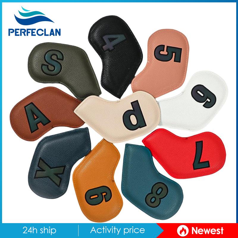 Set 10 Bao Bọc Đầu Gậy Đánh Golf Bằng Da PU Chống Trầy Xước