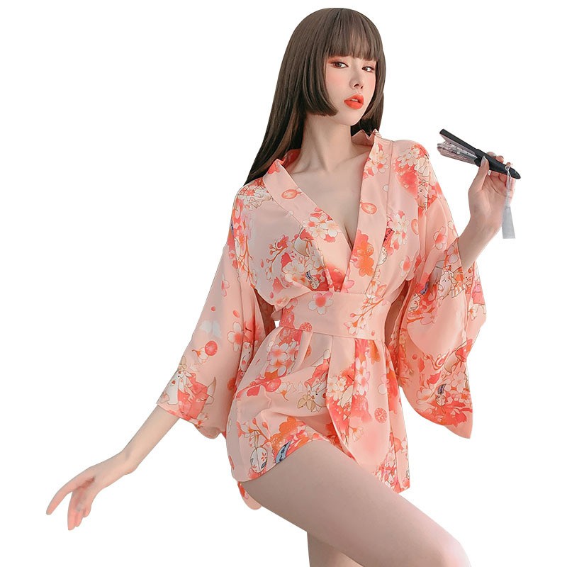 Đầm Ngủ Kiểu Kimono Cổ Chữ V Khoét Sâu Gợi Cảm Cho Nữ 7971