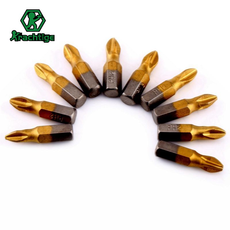 Bộ 10 tua vít mạ titan Krachtige 25mm ph2