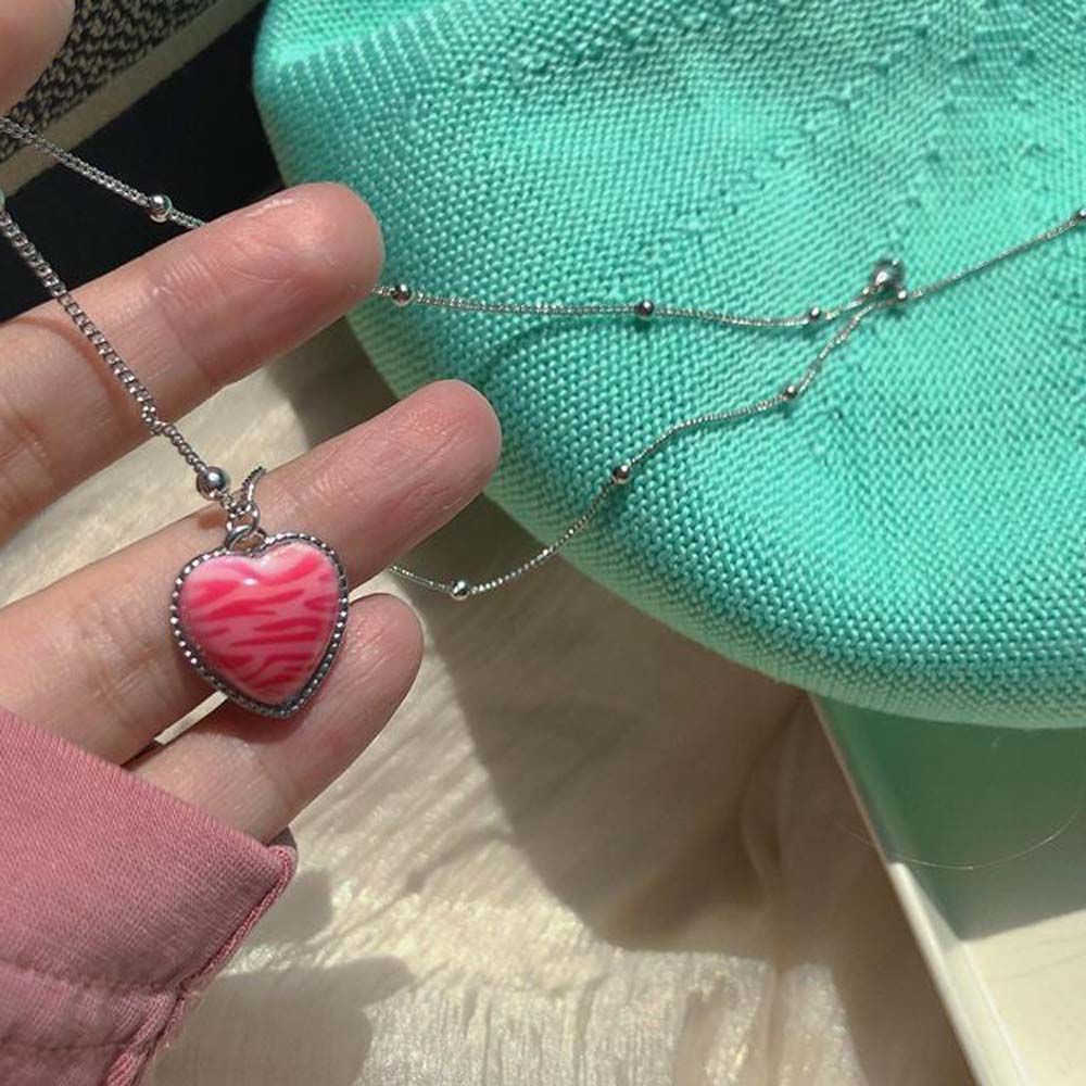 Vòng cổ choker nữ mặt hình trái tim họa tiết da báo thanh lịch phong cách Hàn Quốc