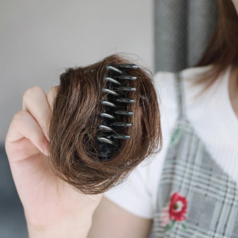 Búi tóc giả xoăn làm bằng sợi tổng hợp thời trang cho nữ