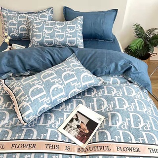 Bộ Drap & Chăn Phao Cotton Poly Dior Xanh