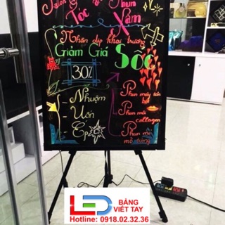 Combo 3 sản phẩm bảng dạ quang:60x80, hộp bút 8 cây, chân đỡ sắt