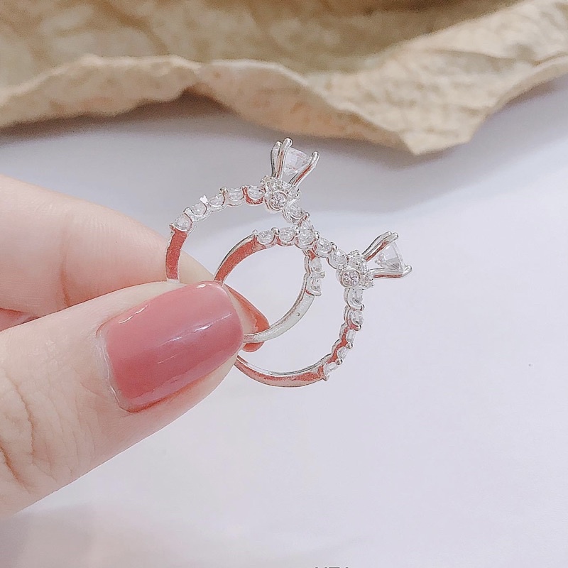 Nhẫn nữ Bạc ta đá cao sắc nét , dày dặn , sáng bóng - Vàng bạc Khải Khải