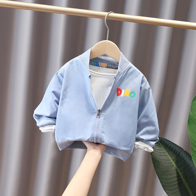 Áo khoác bomber hoạ tiết 2 mặt khoá kéo cho bé
