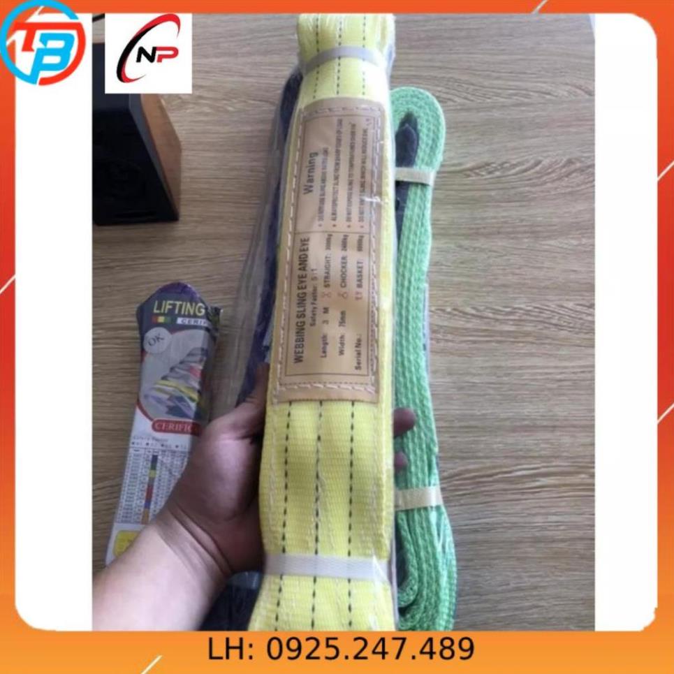 Dây bẹ cẩu hàng 3 Tấn bản rộng 75mm.kích thước dài 8 mét  10 mét.kimkhinhatphat