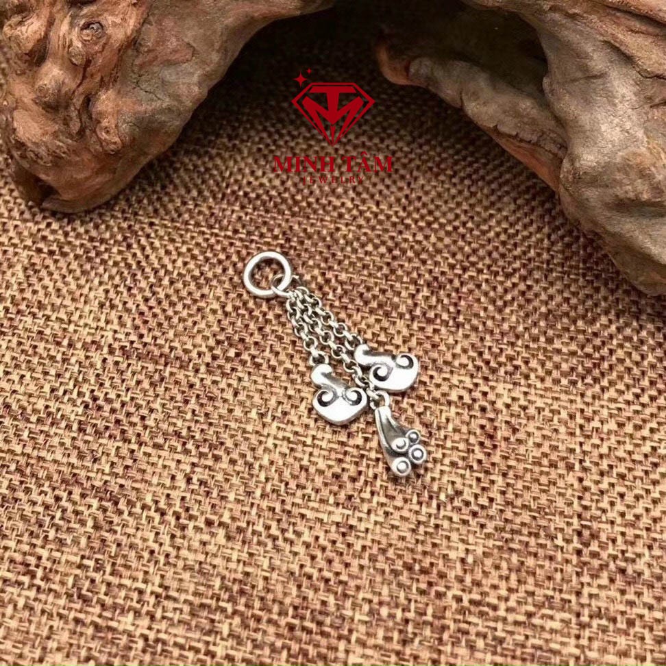 Charm bạc 925 gậy như ý cát tường đài sen, Charm bạc treo gậy như ý cát tường bạc S925-Minh Tâm Jewelry