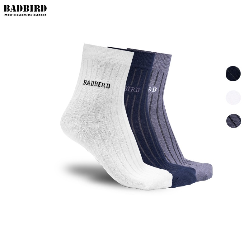 Tất Nam Sợi Tre Cao Cấp BADBIRD, kháng khuẩn, ngăn mùi hôi chân, cổ trung freesize, Thương hiệu Việt
