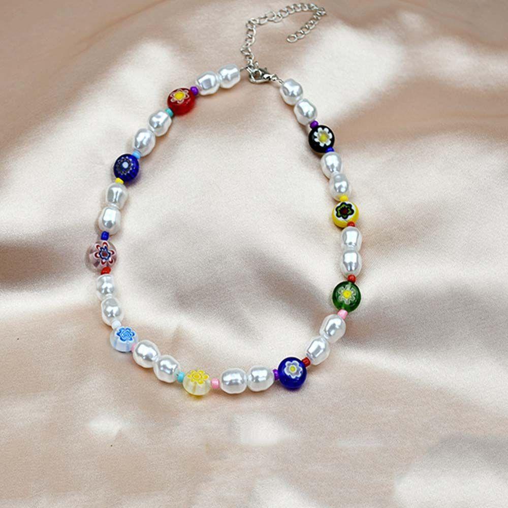 FORBETTER Vòng Cổ Choker Handmade Đính Hạt Nhiều Màu Sắc Hình Hoa Cúc Cho Nữ